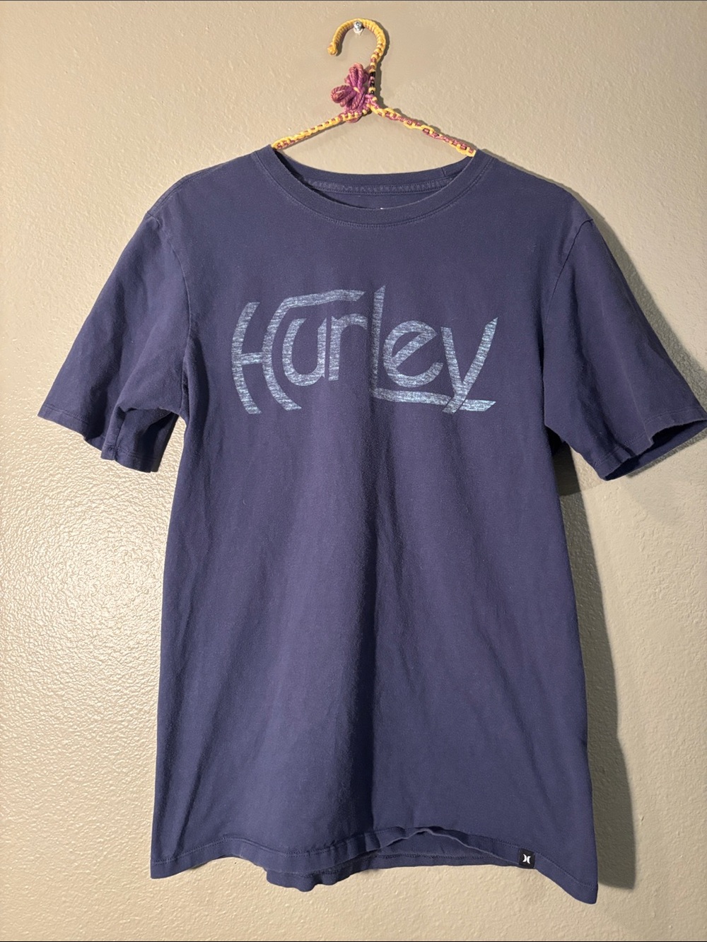 Hurley Navy Short Sleeve Tee with Light Blue Logo